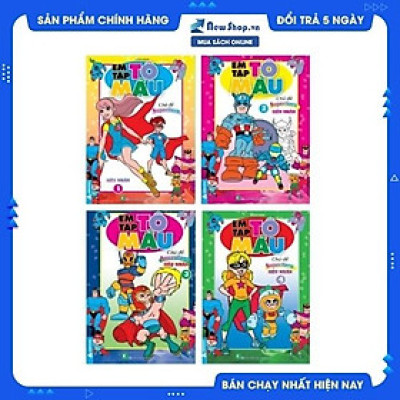 COMBO EM TẬP TÔ MÀU - CHỦ ĐỀ SUPER HERO - SIÊU NHÂN (BỘ 4 CUỐN)