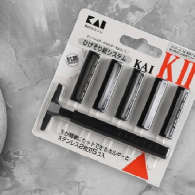 Dao Cạo Râu 2 Lưỡi Kép Thân Nhựa Kai 003309 (Set 1 Thân 5 Lưỡi Dao)