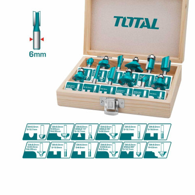 BỘ 12 MŨI PHAY GỖ (6MM) TOTAL TACSR0121