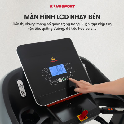 Máy chạy bộ KINGSPORT KS-2058 đa năng, nâng dốc tự động 18%, tốc độ tối đa 18km/h, khung sườn chắc chắn, cân nặng phù hợp từ dưới 80-85kg