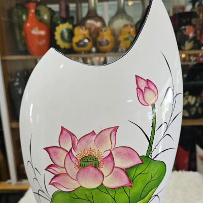 Bình hoa sơn mài cao cấp bình miệng cá với nhiều hoa văn khác nhau thích hợp cắm hoa, trang trí, làm quà tặng,....