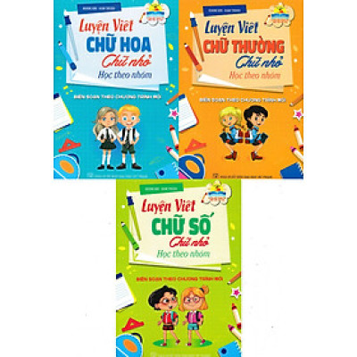 Combo Luyện Viết Chữ Hoa + Chữ Thường + Chữ Số (Chữ Nhỏ - Học Theo Nhóm) (Bộ 3 Cuốn, Khổ 19x27) - HA