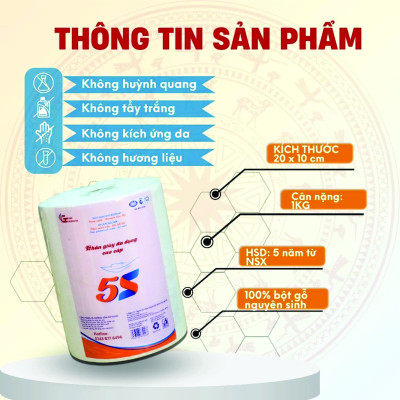 Giấy Lau Đa Năng - lau bếp tiện lợi, thấm DẦU MỠ tốt, giấy thấm thực phẩm, bảo quản rau củ, giấy ăn, Lau Tay 1kg 1 Cuộn Có Thể Giặt Được