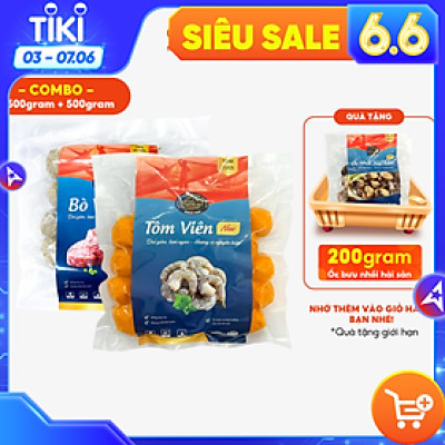 Combo tôm viên 500 gram + bò viên 500 gram Tâm Lợi, loại cao cấp - Giao nhanh trong 3h - 500gr