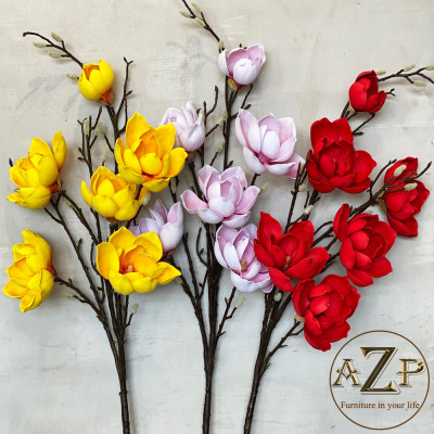 HOA NGỌC LAN ĐỎ - Hoa Vải mềm mại Như Thật - Hàng Nhập Khẩu Thái Lan Size 125cm AZP-HOA-NL-02-DO