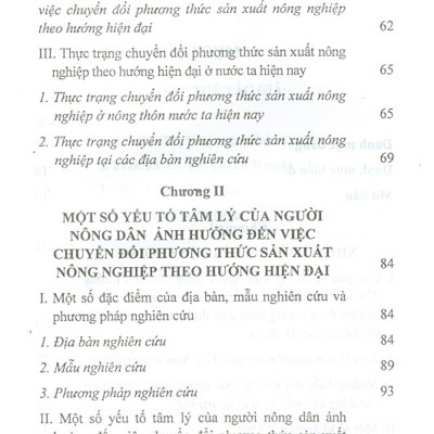 Một Số Yếu Tố Tâm Lý Của Người Nông Dân Ảnh Hưởng Tới Việc Chuyển Đổi Phương Thức Sản Xuất Nông Nghiệp Theo Hướng Hiện Đại (Sách Chuyên Khảo)