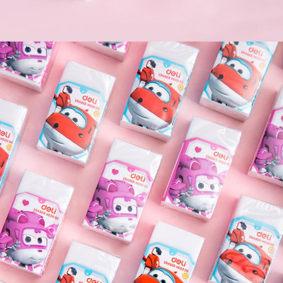 Gôm Tẩy Deli - Super Wings - Đỏ/Hồng - Combo 3 Chiếc Màu Ngẫu Nhiên - EH02000