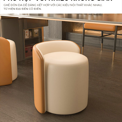 Ghế đôn sofa, ghế bàn trang điểm bọc da cao cấp decor phòng hiện đại - GC51