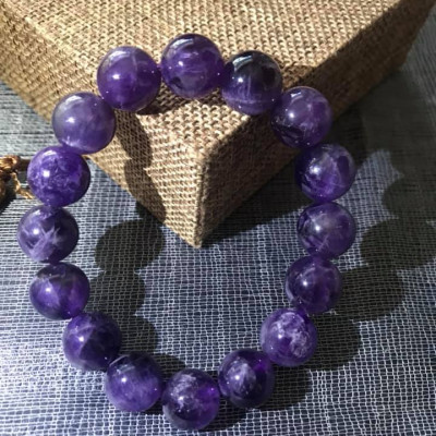 VÒNG THẠCH ANH TÍM 12LY  ĐÁ TỰ NHIÊN NAM NỮ MẠNG  HOẢ THỔ 