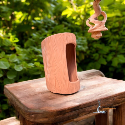 Chậu Gốm Đất Nung Hình Gốc Cây Ngang 40x20x25cm