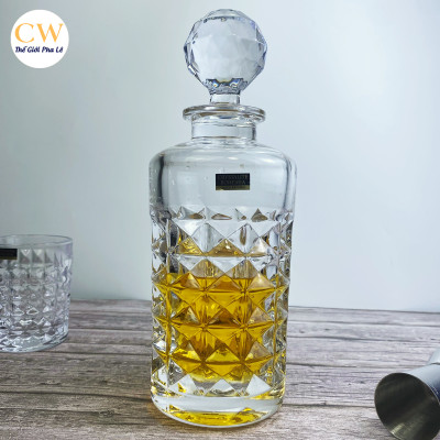 Bộ Bình Ly Rượu Mạnh Whisky Pha Lê Tiệp Khắc Crystalite Bohemia Diamond