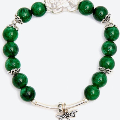 Vòng tay đá thiên nhiên phối charm tỳ hưu bạc thái size hạt 8mm - Ngọc Quý Gemstones