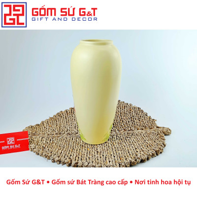 Lọ hoa dáng bom vẽ hoa hồng Gốm Sứ G&T