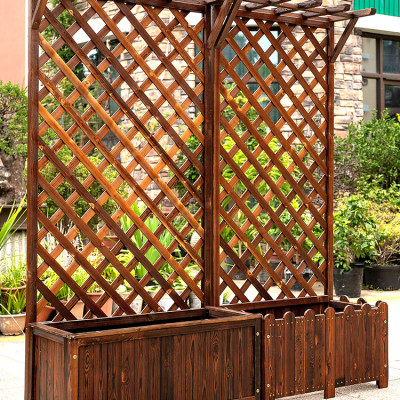 Kệ gỗ vách ngăn trồng hoa cây cảnh gỗ Thông Newzeland nhập khẩu trang trí nhà cửa sân vườn, decor quán cafe phong cách vintage cổ điển