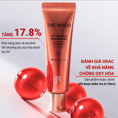 Tinh chất chống nắng chống lão hóa, chống oxy hóa làm dịu da The Whoo UV Red Vitamin Sunscreen 25ml