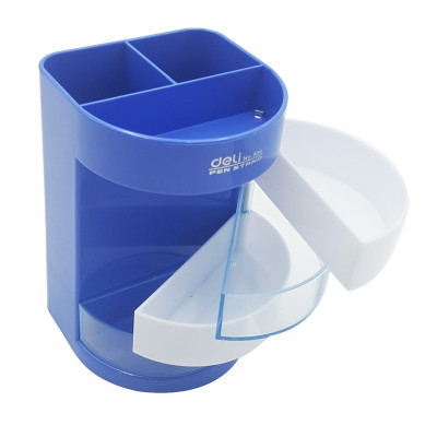 Khay Cắm Bút 4 Ngăn Xoay Deli 0904 - Màu Xanh