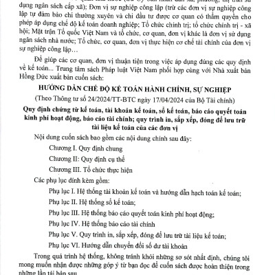 Hướng Dẫn Chế Độ Kế Toán Hành Chính, Sự Nghiệp