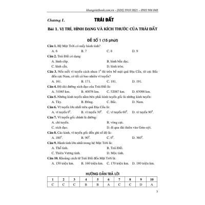 Sách - 100 Đề Kiểm Tra Địa Lí Lớp 6 - Khang Việt Book