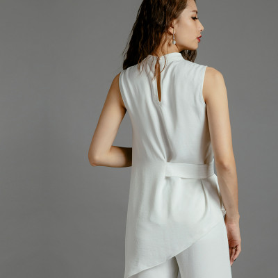 Áo Kiểu Peplum Áo Lệch Tà Thời trang thiết kế Hity TOP118 (Trắng Kim Cương)