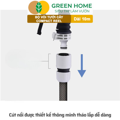 Bộ Ống Tưới Takagi Compact Reel GreenHone, Dài 10m, Treo Tường, Thiết Kế Gọn Nhẹ, Đa Năng Từ Nhật Bản