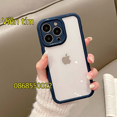 (Có tím)Ốp bảo vệ cam cho iPhone 14 pro max viền da cao cấp - hàng chính hãng