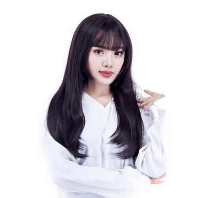 Tóc giả nguyên đầu mái hất- tặng lưới chùm tóc