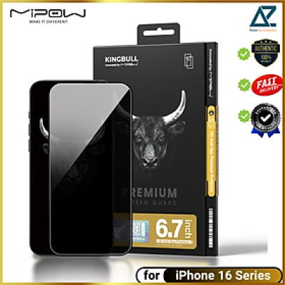 Miếng Dán Cường Lực Chống Nhìn Trộm Mipow Kingbull ANTI-SPY Premium iPhone 16 / 16 Plus/ iPhone 16 Pro/ iphone 16 Promax_ Hàng chính hãng