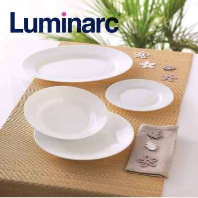 Bộ đĩa (dĩa) thủy tinh Luminarc Everyday 12 chi tiết EV12Q, dùng lò vi sóng, máy rửa bát