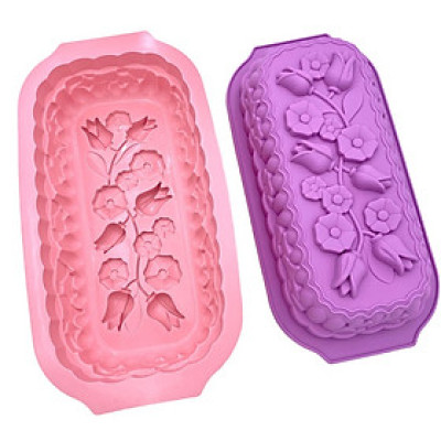 Khuôn silicon làm đế bánh, rau câu, bánh mì hình chữ nhật các loại hoa - Loại 32 cm - Mã số 1127