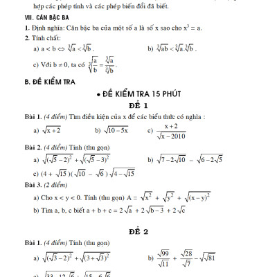 100 Đề Kiểm Tra Toán 9