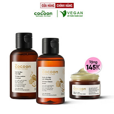 Bộ 3 Gồm Gel rửa mặt bí đao 140ml + Toner nước cân bằng da 140ml + Mặt nạ bí đao cocoon 30ml