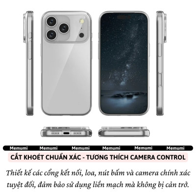 ốp lưng siêu mỏng 0.3mm trong suốt chống ố vàng cho iPhone 17 Pro Max / 17 Air / iP 17 Pro / 17 hiệu Memumi Slim Clear - Chống trầy xước, độ trong full HD, siêu mỏng ốp như không ốp - Hàng nhập khẩu