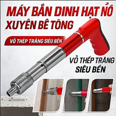 Máy Bắn Đinh Bê Tông Xuyên Sắt Thép Loại Xịn Vỏ Inox – Kèm 100 Đinh Và Hộp Đựng