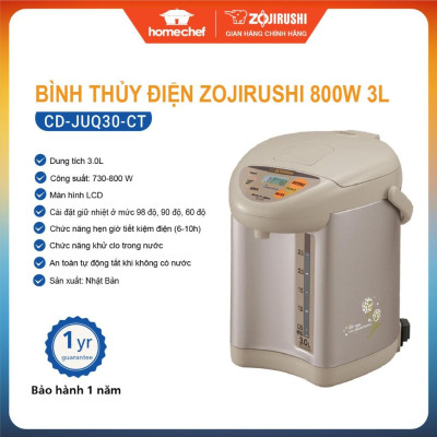 Bình thủy điện Zojirushi 3L CD-JUQ30-CT, công suất 800W, sản xuất tại Nhật, bảo hành 1 năm | HÀNG CHÍNH HÃNG