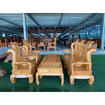 Bộ ghế gỗ Tần Thuỷ Hoàng Juno Sofa gỗ Hương Đá tiện Tay 12 sang trọng 