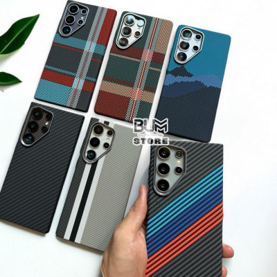 Ốp Lưng Từ Tính Cho Samsung Galaxy S25 Ultra / S24 Ultra & S23 Ultra Họa Tiết Thổ Cẩm , Carbon Fiber