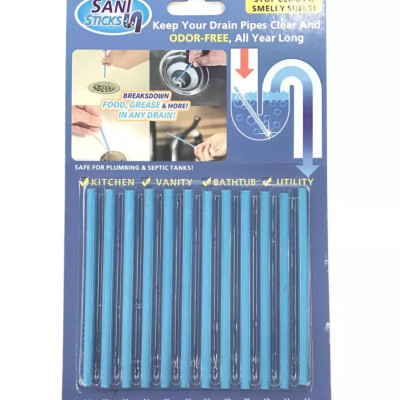 Vỉ que thông cống tiện ích, mỗi vỉ 12 que,que thông tắc khử mùi cống - bồn cầu - bồn rửa mặt (Màu ngẫu nhiên)