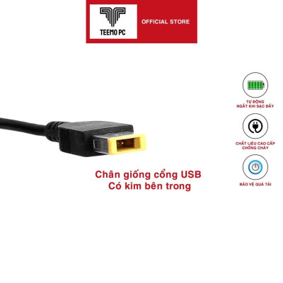 Sạc Dùng Tương Thích Cho Laptop Lenovo Chân Chữ Nhật USB Có Kim - Công Suất 65W 90W - Hàng Nhập Khẩu New Seal TEEMO PC TESE