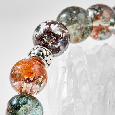 Vòng tay thạch anh ưu linh đa sắc charm cây bạc Ngọc Quý Gemstones