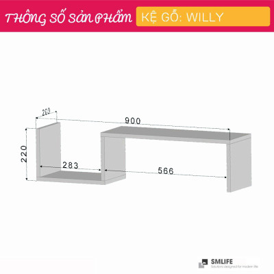 Kệ trang trí phòng khách gỗ công nghiệp SMLIFE Willy