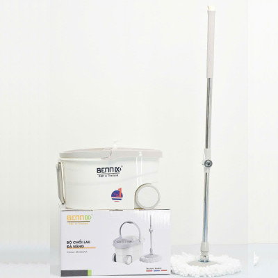 Bộ lau nhà cán Inox 304 Bennix Thái Lan BN-555WA xoay 360 có bánh xe lớn, bảo hành 12 tháng