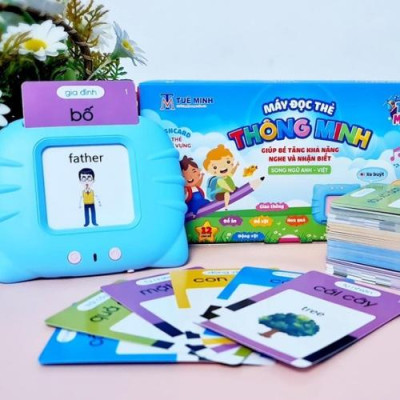 Máy đọc thẻ song ngữ Việt - Anh Flashcard 112 thẻ 224 từ vựng. Cổng sạc usb không sóng, đồ chơi thông minh cho trẻ em