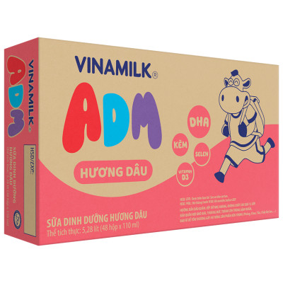 Thùng 48 Hộp Sữa dinh dưỡng Hương Dâu Vinamilk ADM (110ml)