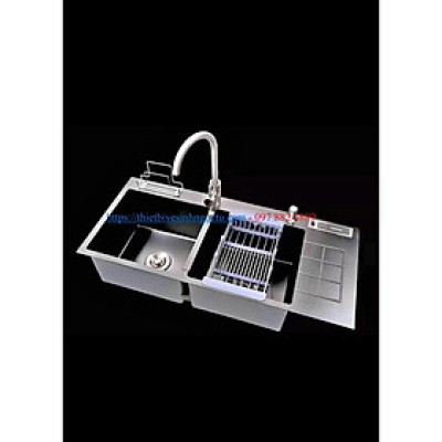 CHẬU RỬA BÁT NANO có bàn cài dao, giá để thớt 10045