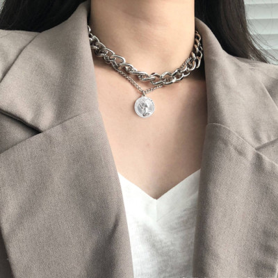 Dây chuyền bản to xích 2 tầng ấn tượng rock roll cá tính