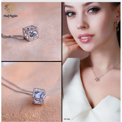 Dây chuyền bạc Ý 925 Huệ Ngân - Hình lập phương cá tính PP1522