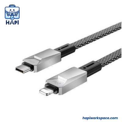 Cáp sạc hàng chính hãng WiWU Cyperlink Type-C to L Wi-C077 dây dù nylon siêu bền, truyền đẫn ổn định