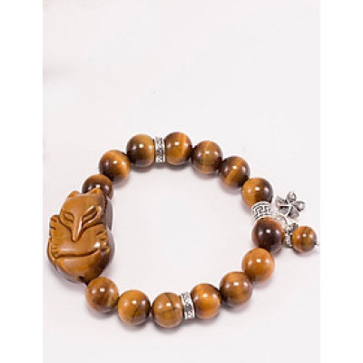 Vòng tay thạch anh mắt hổ vàng nâu phối hồ ly & hoa 5 cánh (10mm) Ngọc Quý Gemstones