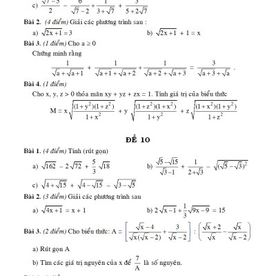 100 Đề Kiểm Tra Toán 9
