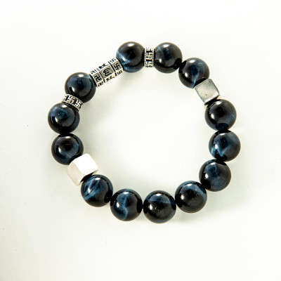 Vòng phong thủy nam Mắt chim ưng thiên nhiên  VIP mix bạc VN011